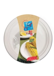 Fun Biodegradable Moulded Fibre Plate White 9inch 10 PCS