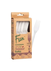 Fun Green Track Sukkar Forks White 18 PCS