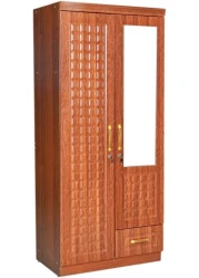 Karnak 2 Doors Wooden 1-Drawer Wardrobe, Cabinet, Cupboard Of Engineered Wood Modern Stylish Heavy Duty Color (Wooden Brown)