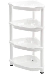 Shower Caddy Corner Rust Proof Shelf Kitchen Bathroom Storage Unit 4 Tier 70 x 19 x 26 cm White