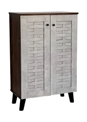 GALAXY DESIGN Wooden Shoe Cabinet with 2 Doors, 4-Tier Storage Shoe Organizer, Malaysian Design, Shoe Rack for Hallway and Living Room, Grey Brown