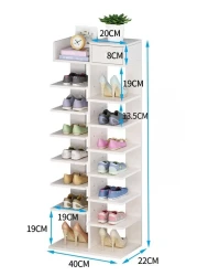 Multifunctional Floor Shoe Rack with Storage Shelf Flower Stand and Bookshelf for Space Saving in Household Doorways and Living Rooms.