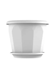 Cosmoplast Hexagonal Flower Pot With Tray White 20cm