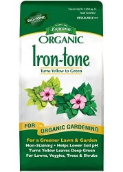 Espoma Organic IronTone 303 Organic Fertilizer and Plant Food to Help Correct Iron Deficiency Chlorosis 5 lb Bag Turns Yellow to Green Non Staining Iron