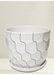 Ceramic Plant Pots White with Cracked Line Design, Suitable for Indoor and Outdoor Use-S