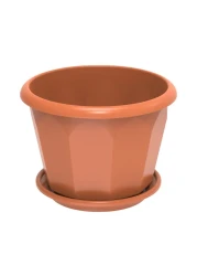Cosmoplast Hexagonal Flower Pot With Tray Terracotta 30cm