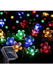 WVHTHVW Solar Light Outdoor Garden Lights, 7 Meters 50 LEDs, 8 Flash Modes with Tail Plug Connectable Cherry Flower Decoration Novelty Light for Party, Patio, Wedding, Home and Garden (Colorful)
