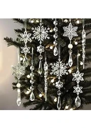 HELVAK 10Pcs Christmas Tree Crystal Decorations Hanging Acrylic Christmas Snowflake Ice Pillar Decorations Suitable for Christmas and New Year Parties winter Wonderland Chandeliers Crystal Decorations