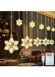 Yoawllty Christmas Decorations for Home, Snow Man and Snowflake Christmas Lights Battery Operated and USB, Warm White Indoor Outdoor Christmas Lights