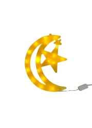 Crescent Moon Star Yellow Glowing LED Light 30x22cm
