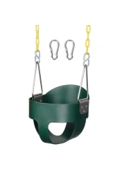 DECORLIFE Toddler Swing Seat, Support 330lb, High Back Full Bucket Baby Swing Seat with Coated Chains, Outdoor Fully Assembled Swing Sets Accessories for Backyard, Green