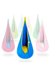 OUTREE Kids Pod Swing Seat, Cotton Child Hammock Swing Chair, Sensory Swing for Indoor and Outdoor Use,Blue and Yellow