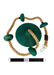 Climbing Rope with Platforms and Disc Swing Seat Set Playground Accessories Including Bonus Hanging Strap &amp; Carabiner