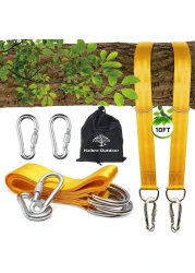 Haibro Tree Swing Hanging Kits and Hammock Straps Two 10 Ft Extra Long Swing Hanger Straps Ropes Adjustable Holds 2200lbs with 2 Carbine Hooks Safety Swing Set Accessories