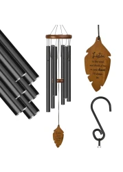 Kingtto Outdoors Wind Chimes Sympathy Memorial for Loss of Loved One - Soothing Melodic Tones. Bamboo and Aluminum Chime Great as a Gift for Your Patio Porch Garden and Backyard (34.6" Black)