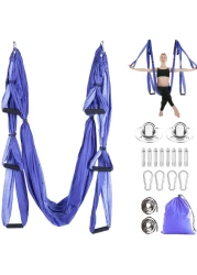 Aerial Yoga Swing Set Trapeze Yoga Hammock Kit Ultra Strong Antigravity Yoga Flying Sling Inversion Swing Tools with Extension Straps for Air Yoga Inversion Fitness