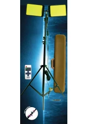 Super Bright Camping Light 2000W COB with 360&deg; Rotation, Adjustable COB LED 30000 Hour Lifetime,11000 LM Lumen with 5m Tripod Rod with Remote Control 3.5M Wire with Clips 76M Handbag