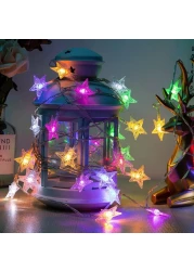6m Long Multicolor Star String Lights with Batteries 40 LED Decorative Lights