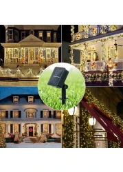 Solar String Lights 12M 100LED 8 Modes Solar Powered Lights for Home,Gardens, Patios,weddings and Parties (Warm White)