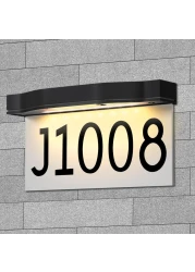 Address Plaque For Houses Adjustable Solar Panel 3 Lighting Colors Lighted House Numbers Address Sign Address Sign For Outside Waterproof Light Up For Houses