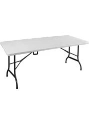 LANNY Portable Plastic Folding Table SZK180 White Wood Design 180 * 75cm for 6-8 person Party/Picnic/Garden/Dining/Kitchen/Buffee/Restaurant