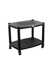 Esqube Delta Plastic Glossy Trolley Table (Black)