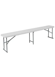 Flash Furniture 1025W x 71L BiFold Granite White Plastic Bench with Carrying Handle