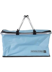 Royalford 30L Insulated Picnic And Grocery Basket- Rf11375 Multi-Purpose Utility Basket With Aluminum Handle And Lid Break-Resistant, Light-Weight, Stylish Construction Blue