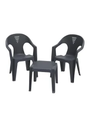 Cosmoplast Regina Chair Pack of 2 With Table Grey