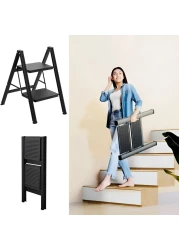 HEXAR&reg; Multipurpose Step Ladder Folding Ladder with Anti-Slip Pedal Folding Step Stool Portable Lightweight Foldable Stepladder for Home Kitchen Library Office 150 KG Capacity (2 STEPS)