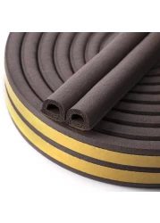 CloudBuyer SelfAdhesive Insulation Doors and Windows Draught Excluder Foam Seal Strip Soundproofing Collision Avoidance Rubber D Type 5M Coffee