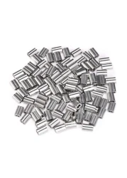 60pcs 1.4mm Aluminum Crimping Loop Sleeve Double Barrel Ferrule Cable for Wire Rope Cable and Anything Require Strong Cable