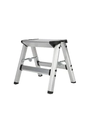 Camco Folding Metal Step Stool Perfect for Hard to Reach Areas in Kitchens and Closets Great as a Truck Stool Folds for Easy Storage 43672 SilverOne Size