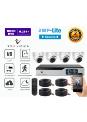 Tomvision - 4Channel AHD Camera KIT 2Megapixels/720P CCTV Security Recording System Kit 4Pcs Indoor Dome Camera and P2P Cloud Alarm System Home Security (4Channel(No HDD), 4Indoor)