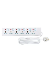 Geepas 6 Way Extension Socket 13A - Extension Lead Strip With 6 LED Indicators &amp; 6 Power Switches | Extra Long 3M Cord With Over Current Protected | Ideal For All Electronic Devices