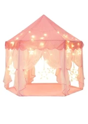 Portable Kids Toy Tipi Tent With Star Light Girl Castle Play House