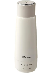 Bear 300ml Electric Kettle Four Temperature 300W Travel Electric Kettle Double Layer 304 Stainless Steel Liner Portable Small Quick Heating Insulation Cup, Beige