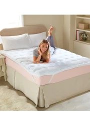 COMFY 180 X 200 X 7CM HYPOALLERGENIC COTTON MATTRESS TOPPER WITH FIBER FILLING