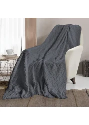 AC&amp;L Knitted Blanket For Bed, Couch, Sofa, Chair Throw Blanket For All Seasons - Cozy Soft Light Weighted Blanket For Picnic, Travel, Home Decor Gift (Grey)