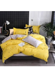 GOLDEN HOME 6-Piece Queen Size Duvet Cover Set, 1 Duvet Cover + 1 Fitted Sheet + 4 Pillow Cases, Microfibre, Muesli