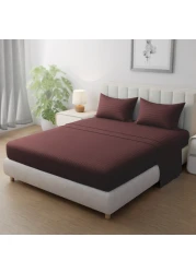 Klub Linen 3PC Striped Fitted Sheet Set, Ultra Soft Microfiber Bedding Set - 1 Fitted Sheet Single (90x190cm) with Deep Pocket and 2 Pillowcases (50 x 75 cm), Chocolate