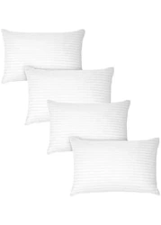 Comfy Set of 4 Hotel Quality Stripe Pillow - White
