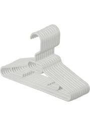 Inochi Hara Baby Cloth Hanger, Kids Hanger For Nursery, Plastic Newborn Coat Hanger, Children Clothes Hangers Nonslip, With Notched Shoulder, White 10 Pcs/Pack