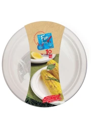 فن طبق من الألياف المقولبة قابلة للتحلل الحيوي - أبيض 10 بوصة 10 قطع