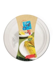 فن أطباق من الألياف المقولبة قابلة للتحلل الحيوي - أبيض 7 بوصة 10 قطع