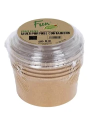 فان غرين تراك حاويات من ورق كرافت مع غطاء متعددة الإستعمالات - بني 500 ملل 6 قطع