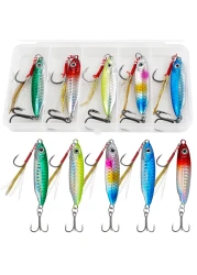 Saltwater Jigs Fishing Lures Fishing Spoons Fishing Jigs Shiny with Ultra-Sharp Hooks Lead Fish Metal Jig Spoon Lure Jigging Lure for Tuna Salmon Grouper Bass Fishing Sea Fishing (20G)