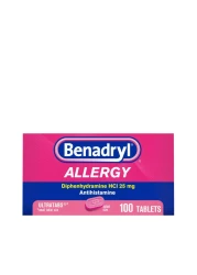 Benadryl Ultratabs Antihistamine Allergy Relief Medicine Diphenhydramine HCl Tablets for Relief of Cold Allergy Symptoms Such as Sneezing Runny Nose Itchy Eyes Throat 100 ct
