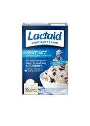 Lactaid Fast Act Lactose Intolerance Relief Chewables With Lactase Enzyme To Prevent Gas Bloating And Diarrhea Due Sensitivity Ideal For Travel On-The-Go Vanilla Twist 60 Packs Of -Ct.