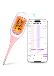 Easy@Home Smart Basal Thermometer, Large Screen and Backlit, FSA Eligible, Period Tracker with Premom(iOS &amp; Android) - Auto BBT Sync, Charting, Coverline &amp; Accurate Fertility Prediction EBT-300